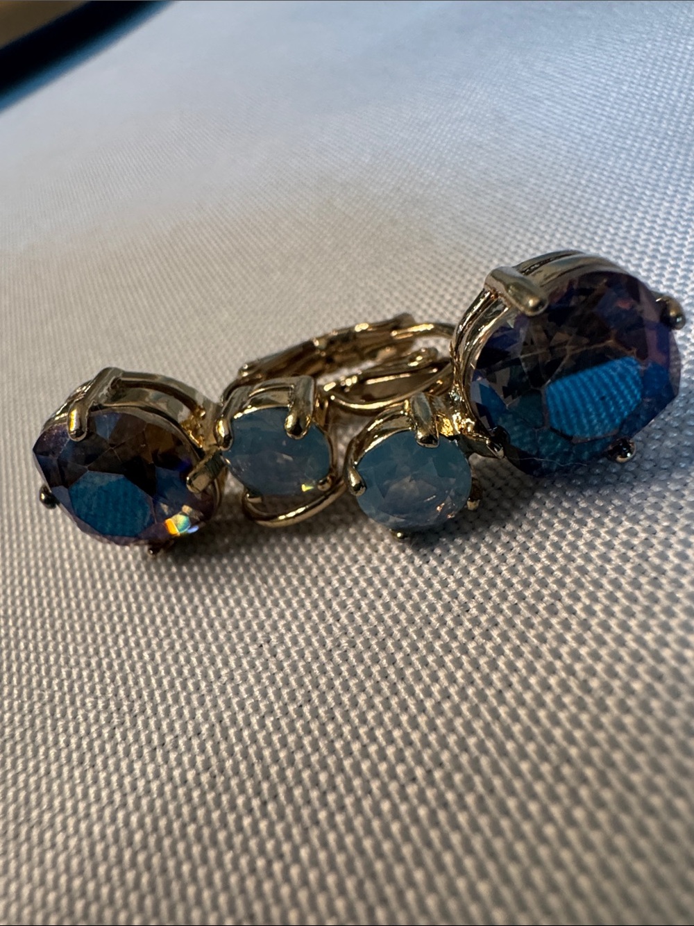 Gold-Tone Blue Crystal Cluster Earrings - Women Jewelry